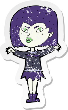 Bir insan tarafından çizilmiş vampir bir kızın gerilimli çıkartması.