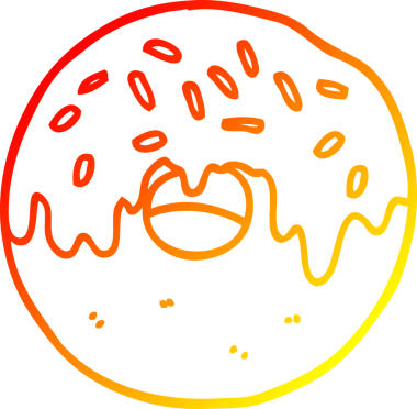 Bir insan tarafından çizilmiş çizgi film donutunun sıcak gradyan çizimi