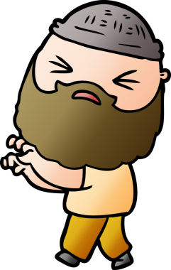 Bir insan tarafından çizilmiş sakallı bir çizgi film adamı.