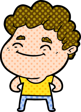 Bir insan tarafından çizilmiş çizgi film dostu bir adam.