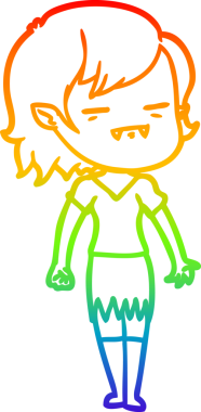 Gökkuşağı gradyan çizgi çizimi Bir insan tarafından çizilen ölümsüz vampir kız çizgi