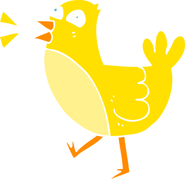 Bir insan tarafından çizilen kuşun düz renk çizimi