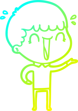 Bir insan tarafından çizilmiş gülen bir çizgi film karakterinin soğuk gradyan çizgisi.