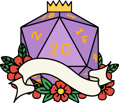 Retro Dövme Biçimi Doğal 20 D20 zar bir insan tarafından çizildi