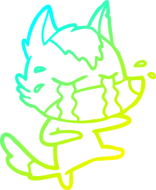 Bir insan tarafından çizilmiş ağlayan kurdun soğuk çizgi çizimi.