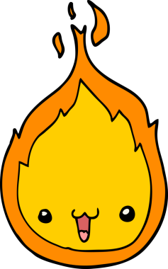 Bir insan tarafından çizilmiş sevimli çizgi film alevi