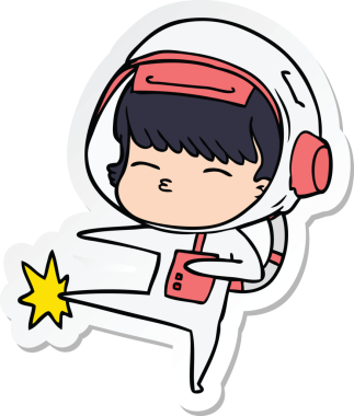 Bir insan tarafından çizilmiş meraklı bir astronotun çıkartması.