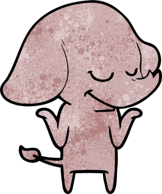 Bir insan tarafından çizilmiş gülümseyen bir fil.