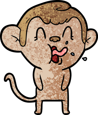 Bir insan tarafından çizilmiş çılgın çizgi film maymunu