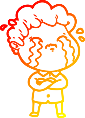 Bir insan tarafından çizilmiş ağlayan bir çizgi film karakteri çizimi.