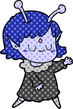 Bir insan tarafından çizilmiş uzaylı kız çizgi filmi.