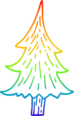 gökkuşağı gradyan çizgi çizimi bir insan tarafından çizilmiş çam ağaçları