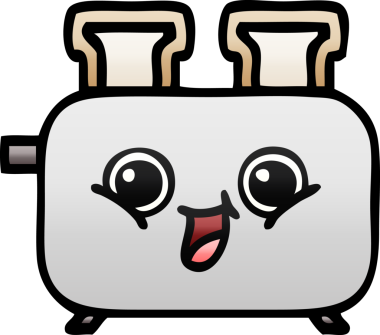 Bir insan tarafından çizilmiş tost makinesinin gölgelenmiş karikatürü.