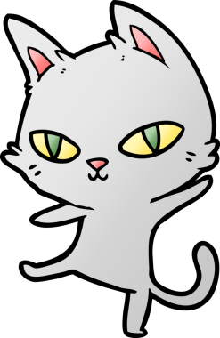 Bir insan tarafından çizilmiş çizgi film kedisi.