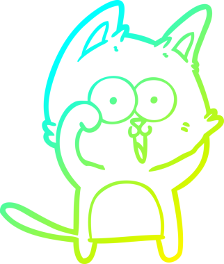 Bir insan tarafından çizilmiş komik çizgi film kedisinin soğuk gradyan çizgisi.