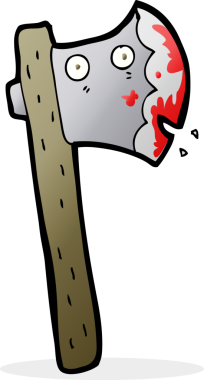 Bir insan tarafından çizilmiş kanlı balta.