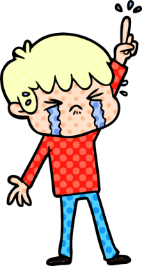 Bir insan tarafından çizilmiş ağlayan çizgi film çocuğu.