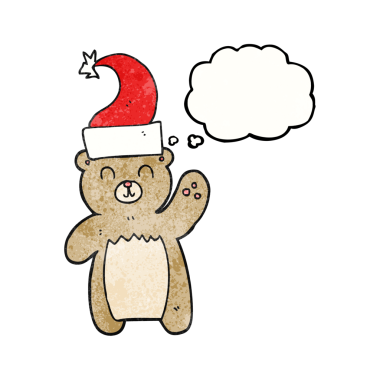 Düşünce baloncuğunun serbest çizimi. Bir insan tarafından çizilmiş oyuncak ayı deseni.