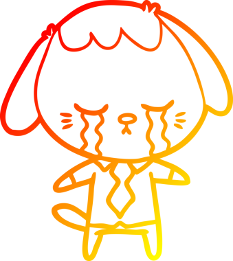 Bir insan tarafından çizilmiş, ağlayan bir köpeğin çizgi film çizimi.