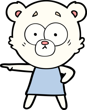 Bir insan tarafından çizilmiş gergin bir kutup ayısı çizgi filmi.