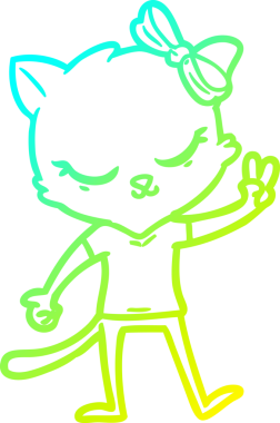 Bir insan tarafından çizilmiş bir çizgi film kedisinin soğuk gradyan çizimi