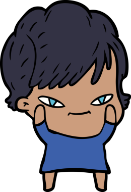 Bir insan tarafından çizilmiş mutlu bir kadın.