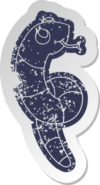 Bir insan tarafından çizilmiş sevimli bir yılanın eski çizgi film etiketi kawaii