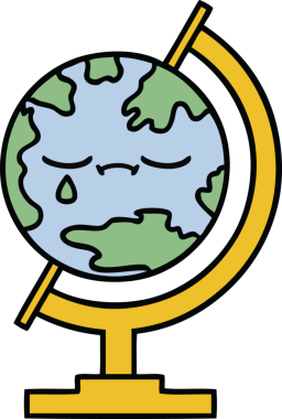 Bir insan tarafından çizilmiş sevimli bir dünya karikatürü.