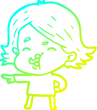 Bir insan tarafından çizilmiş bir karikatür kızı çizimi.