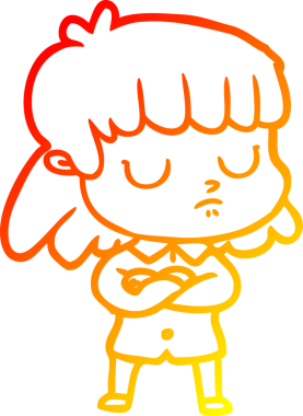 Bir çizgi film karakterinin sıcak çizgi çizimi ilgisiz bir kadının bir insan tarafından çekilen kollarını katlaması.