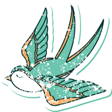 Bir insan tarafından çizilmiş bir kırlangıcın sembolik dövmesi.