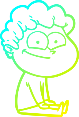 Bir insan tarafından çizilmiş mutlu bir adamın soğuk çizgi çizimi.