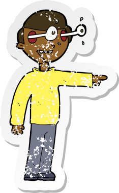 Bir insan tarafından çizilmiş, kederli bir karikatür çıkartması.