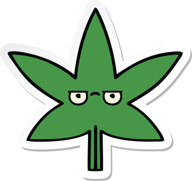 Bir insan tarafından çizilmiş marihuana yaprağının çıkartması.