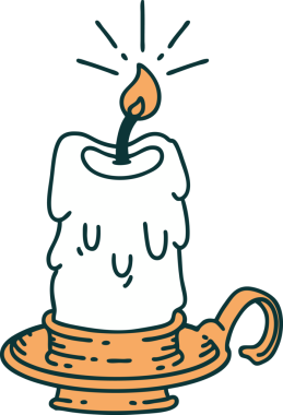 Bir insan tarafından çizilmiş geleneksel dövme stili ürkünç erime mumu.