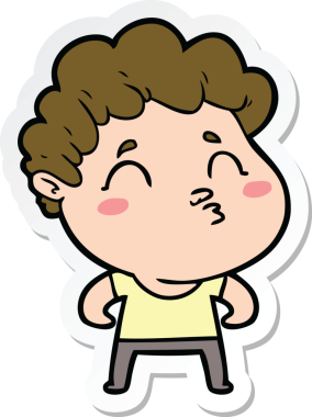 Bir insan tarafından çizilmiş karikatür adamın çıkartması.