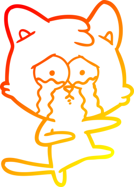 Bir insan tarafından çizilmiş çizgi film kedisinin sıcak çizgi çizimi