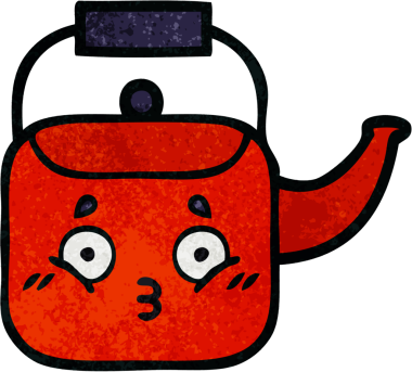 Bir insan tarafından çizilmiş eski grunge desenli bir çaydanlık.