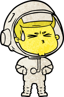 Çizgi film bir insan tarafından çizilmiş astronot.