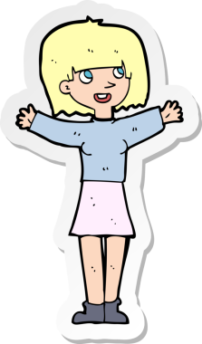 Bir insan tarafından çizilmiş heyecanlı bir karikatür çıkartması.