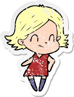 Bir insan tarafından çizilmiş, karikatür dostu bir kızın sıkıntılı çıkartması.