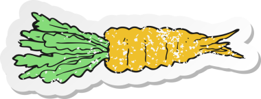 Bir insan tarafından çizilmiş havuç desenli bir karikatür çıkartması.