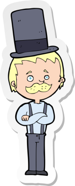 Bir insan tarafından çizilmiş silindir şapkalı bir adamın çıkartması.