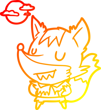 Bir insan tarafından çizilmiş bir cadılar bayramı kurtadamının sıcak çizgi çizimi