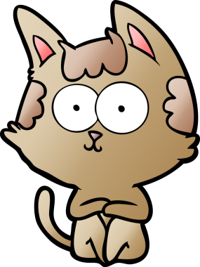 Bir insan tarafından çizilmiş mutlu çizgi film kedisi.