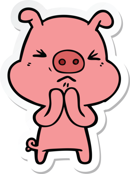 Bir insan tarafından çizilmiş huysuz bir domuzun çıkartması.
