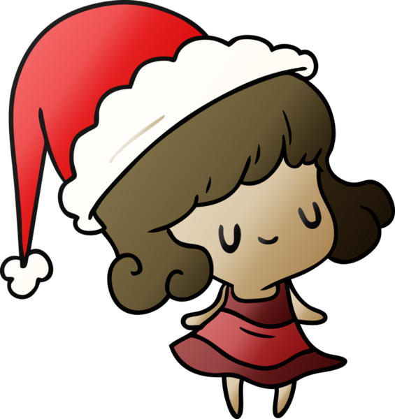 Bir insan tarafından çizilmiş Kawai kızının el çizimi gradyan çizgi filmi.