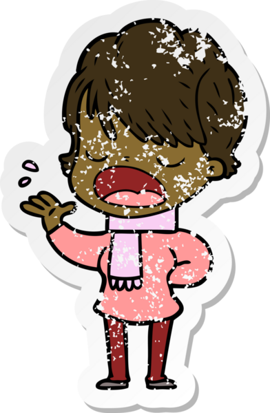 Bir insan tarafından çizilmiş karikatür kadının sıkıntılı çıkartması.