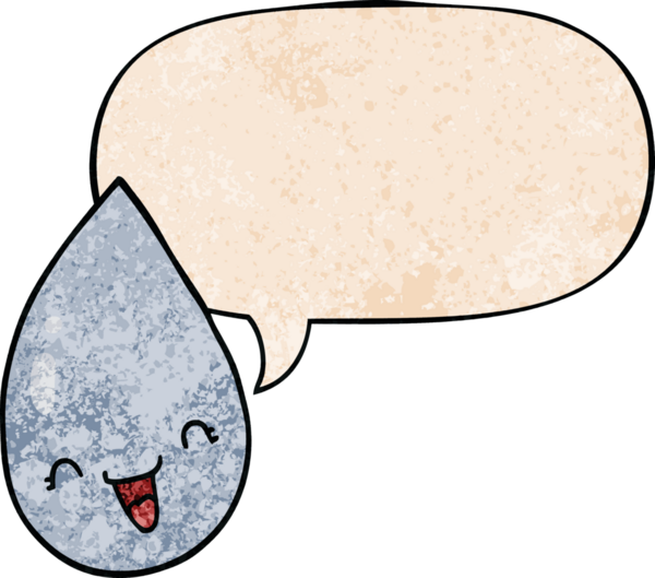 bir insan tarafından çizilmiş eski dokuda konuşma baloncuğu olan çizgi film yağmur damlası