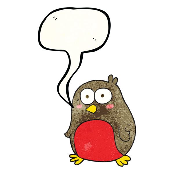 Bir insan tarafından çizilmiş serbest konuşma balonu desenli çizgi robin.